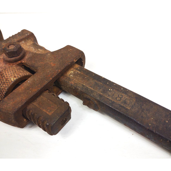 Antique LAKESIDE USA 18” Forged Steel Pipe Wrench Adjustable Plumbing Rustic VTG - Picture 7 of 9